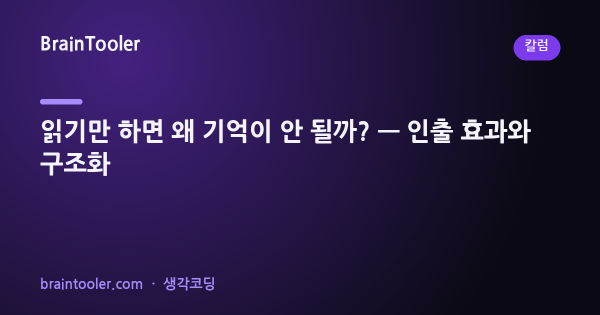 읽기만 하면 왜 기억이 안 될까? — 인출 효과와 구조화의 힘